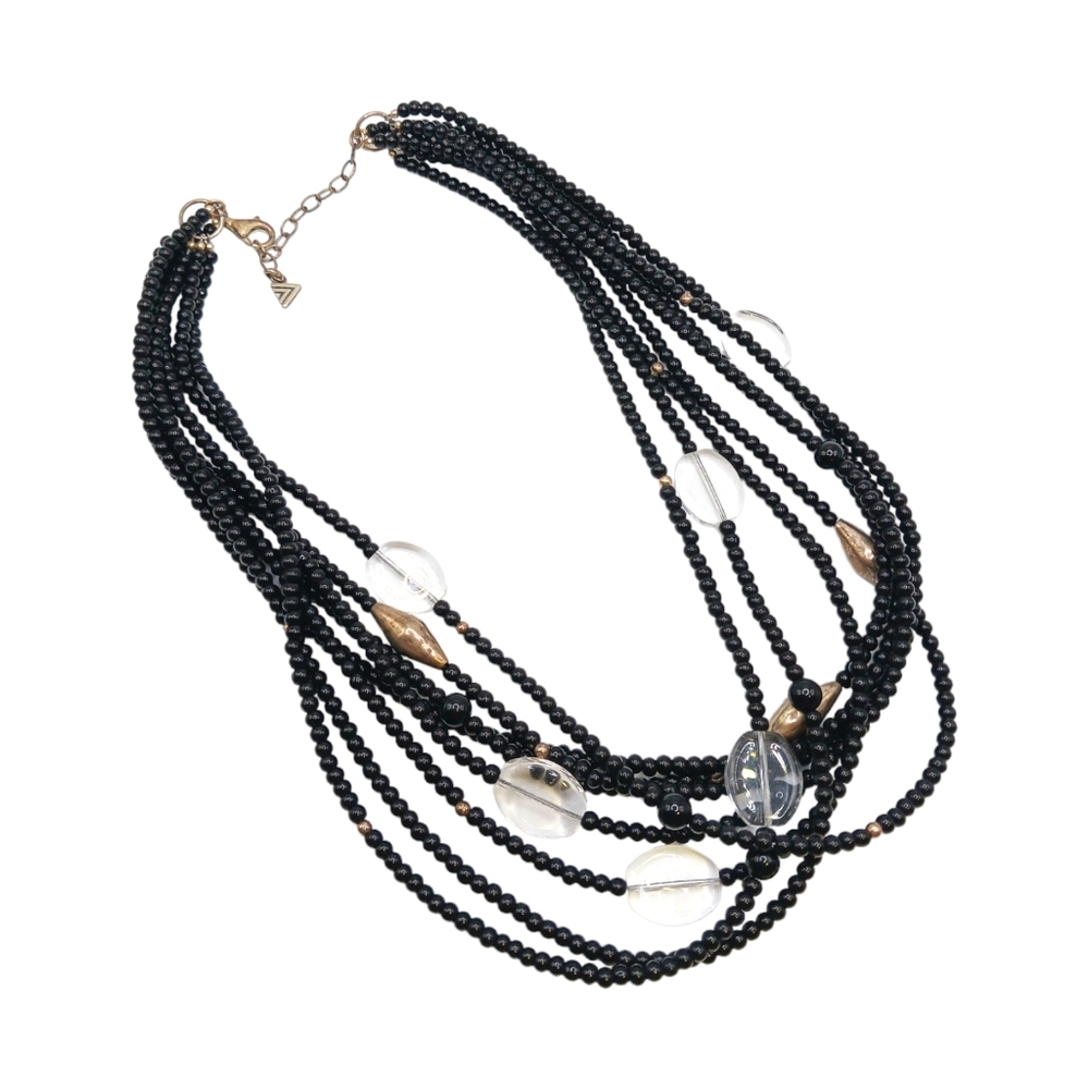 Silpada multi band lucite + black bead necklace